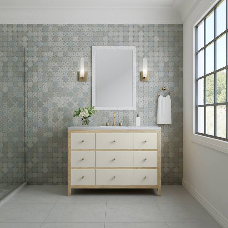 James Martin Vanities Celeste 48" Single Vanity, Sunwashed Oak with Embossed Shagreen