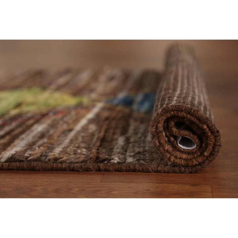 Geometric Moroccan Oriental Runner Rug Hand-Knotted Wool Carpet - 3'6" x 12'6"