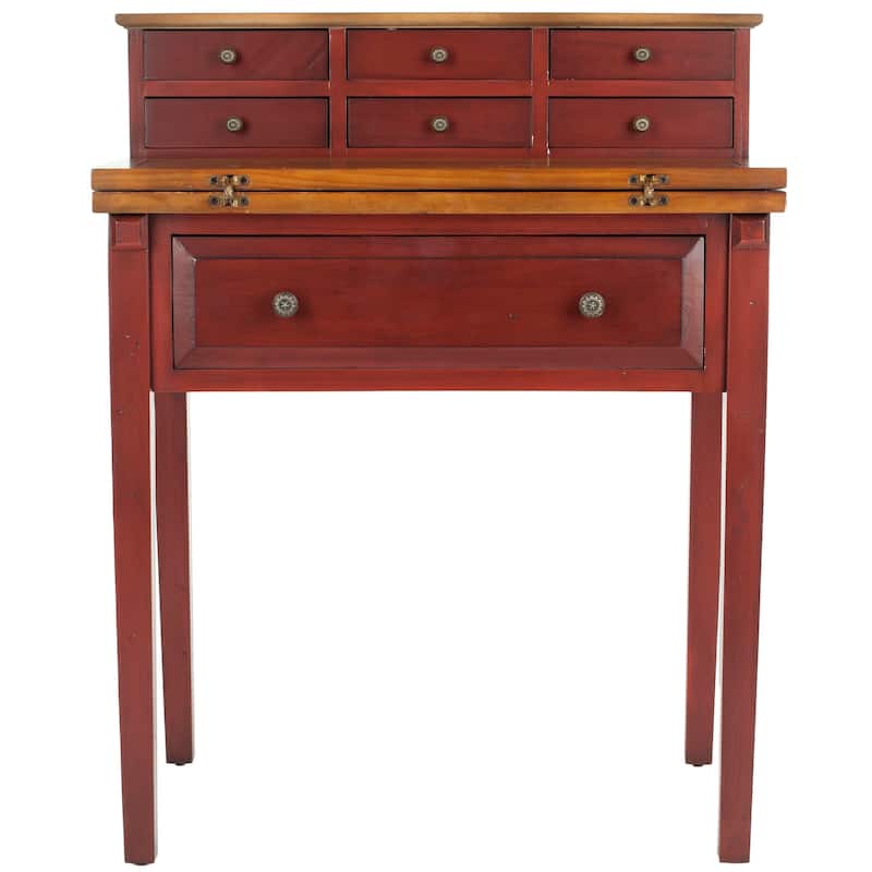 SAFAVIEH Gerly 7-Drawer Fold Down Desk - Cherry/Honey Oak