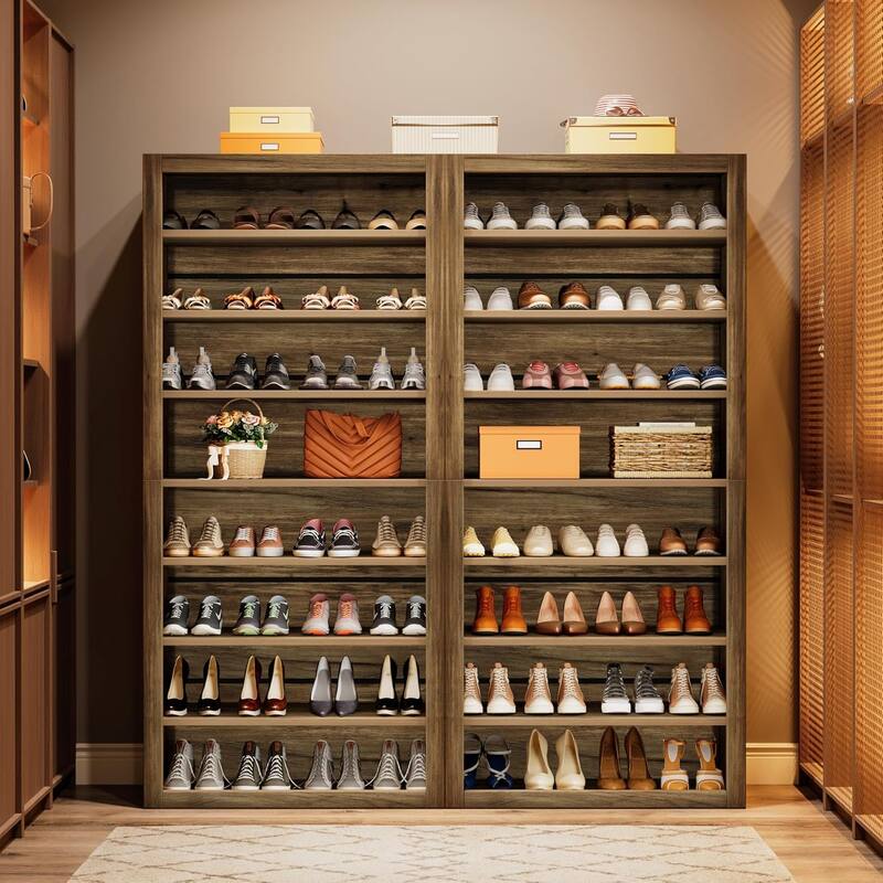 71Inches Tall Shoe Cabinet, 8-Tier Wood Freestanding Shoe Storage Organizer for 32-36 Pairs
