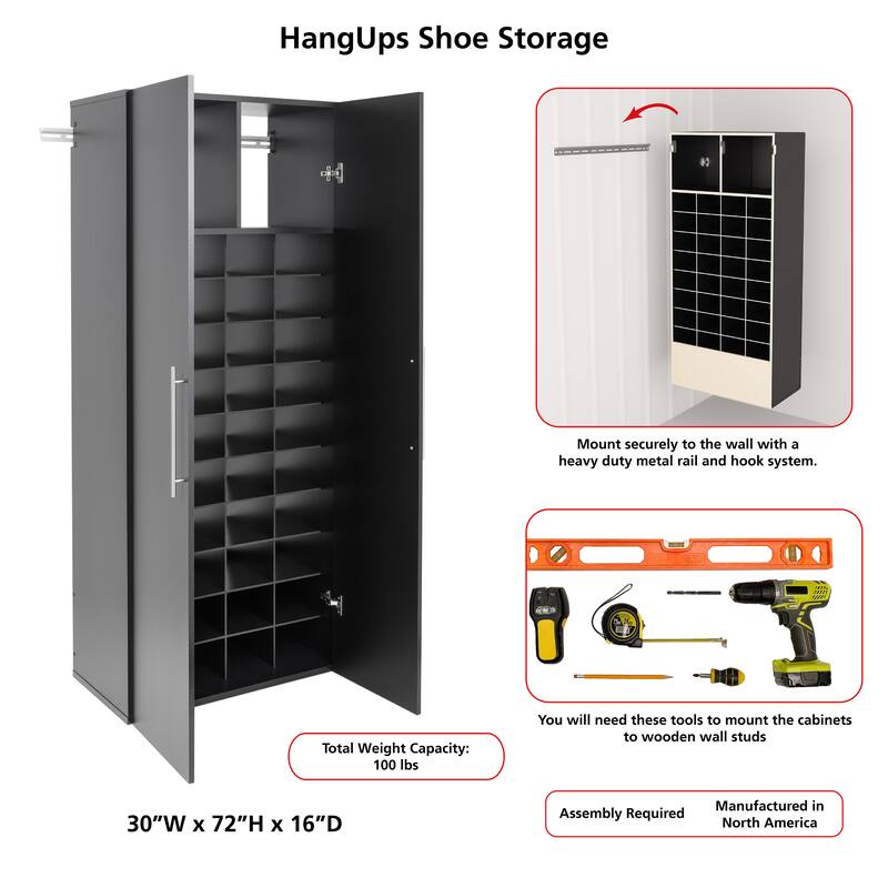 Prepac 30" HangUps Shoe Storage Cabinet - 30" W x 72" H x 16" D
