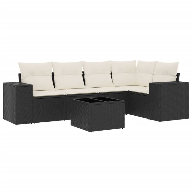 vidaXL Garden Sofa Set Black and Cream White