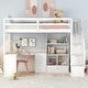 preview thumbnail 4 of 16, Twin Size Loft Bed with Desk and Drawers, Cabinet and Staircase, White