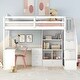 preview thumbnail 3 of 13, White Twin Size Loft Bed with 4 Drawers and L-Shaped Desk, Pine Wood Twin Bed Frame with Cabinet and Storage Staircase