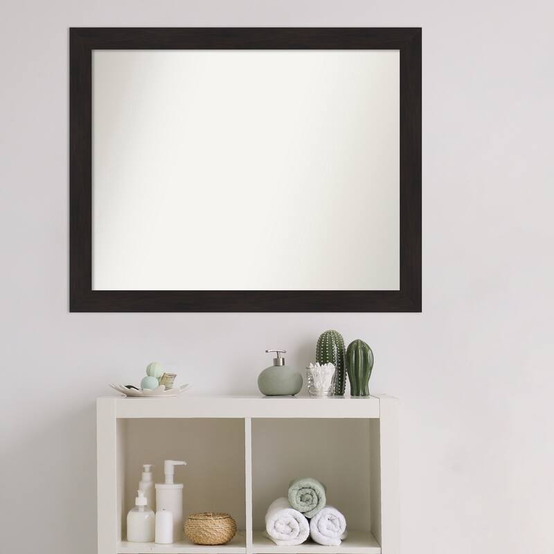 Non-Beveled Bathroom Wall Mirror - Furniture Espresso Narrow Frame