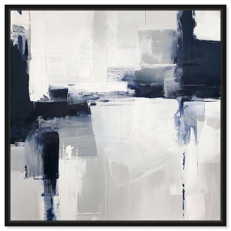 Blue Cascades on Still White Canvas by Art Remedy - Black - 20" x 20"
