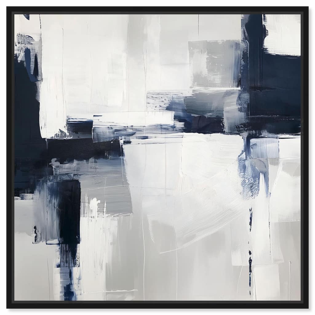 Blue Cascades on Still White Canvas by Art Remedy