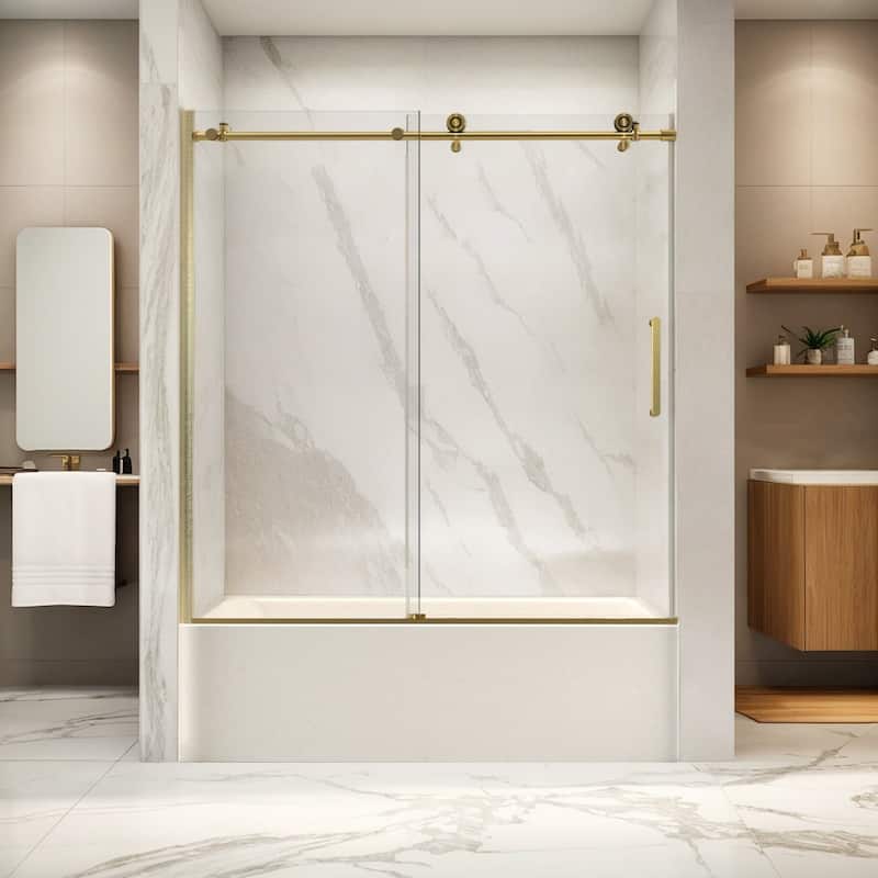i-Homare 55 - 59 in.W x 60 in.H Tub Sliding Shower Door with Soft Closing System