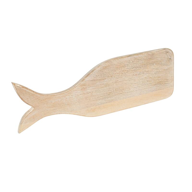 Mango Wood Whale Shaped Cheese and Cutting Board - 20.3"L x 6.3"W x 0.6"H
