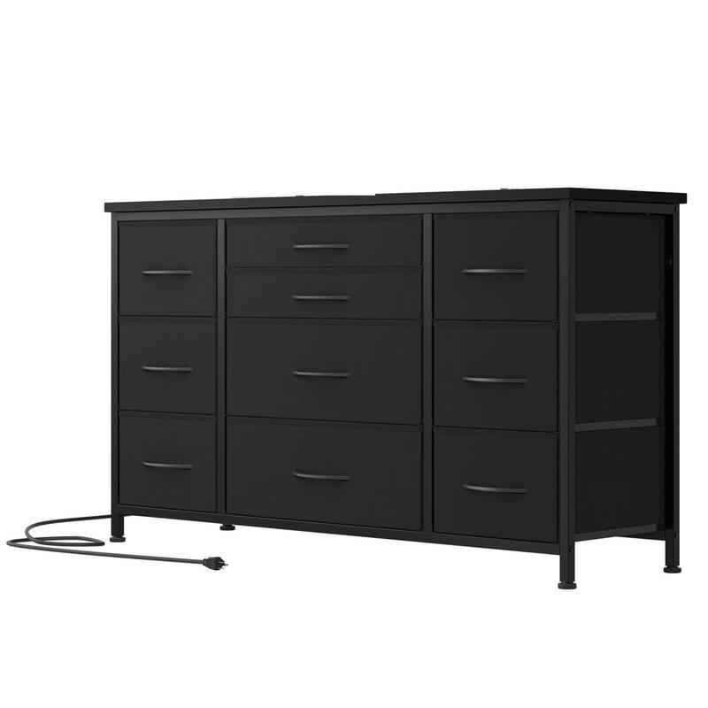 TV Stand with Power Outlet, 10 Drawers for 55'' TV - n/a