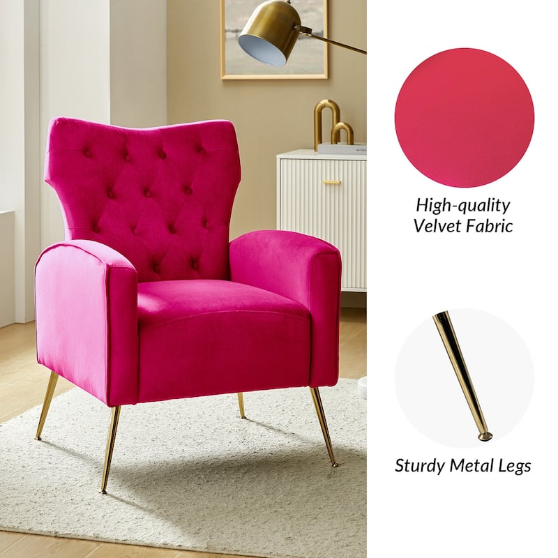 Abadiana Accent Tufted Chair with Metal Base by HULALA HOME