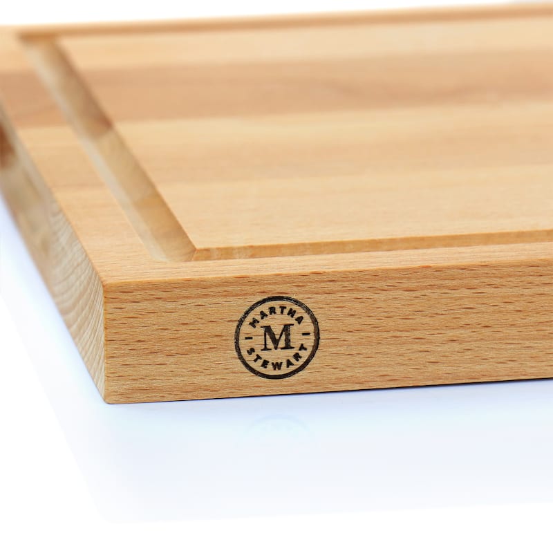 18 Inch x 12 Inch Beech Wood Reversible Rectangle Cutting Board with Juice Goove