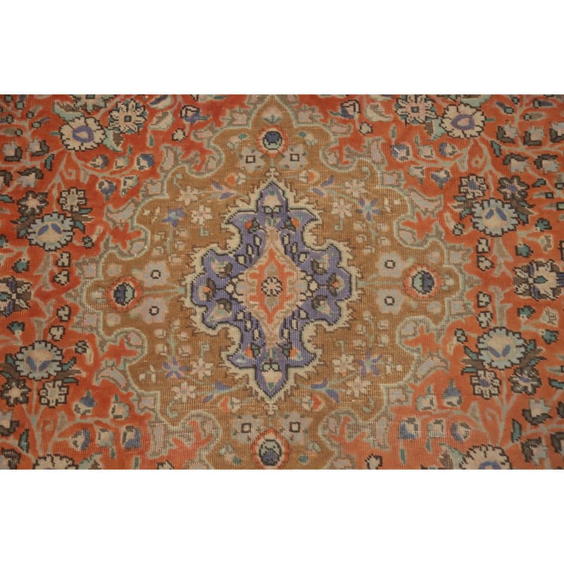 Hand Knotted Oriental 100% Wool Carpet Traditional Floral Oranges & Rust Tabriz Area Rug - 6' 6'' X 4' 11''