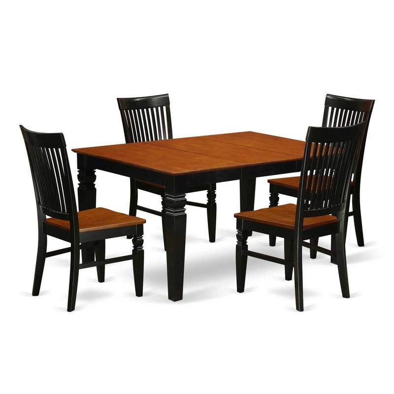 Modern 5 Piece Dining Set - Kitchen Table & 4 Chairs - Black Cherry Finish - 42x60 Inch Rectangle Table