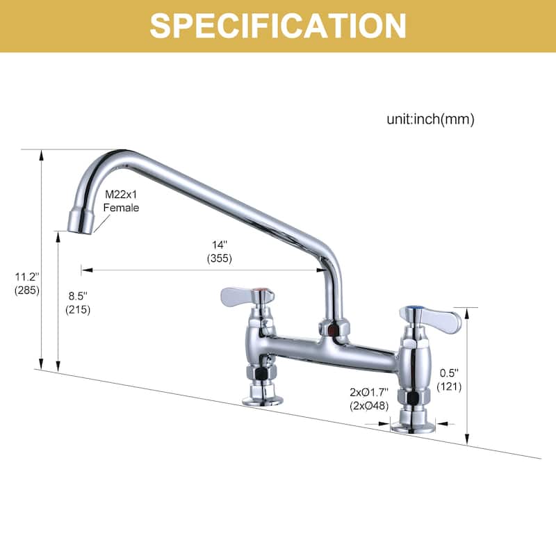 WOWOW Minimalist Bridge-Style Desk-Mounted Dual-Handle Faucet