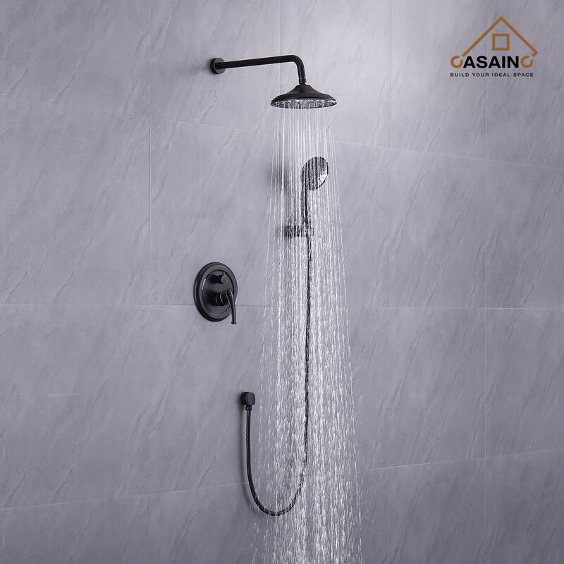 CASAINC Wall-mounted Rain Shower Faucet with Pressure Balanced Valve