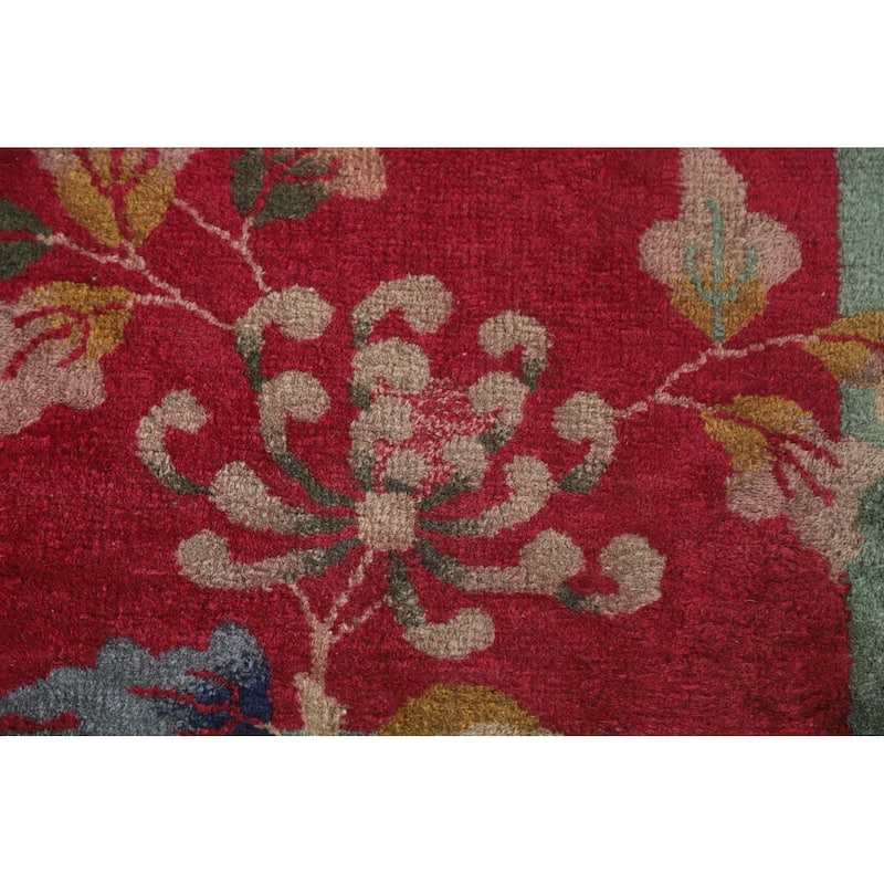 Vegetable Dye Art Deco Chinese Area Rug Hand-knotted Wool Carpet - 2'1"x 3'9"