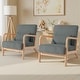 preview thumbnail 9 of 141, 25" W Mid Century Upholstered Wood Accent Chair with Pillow set of 2 Natural Wood - Grey