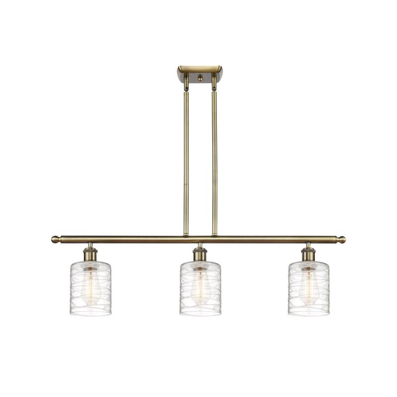 Innovations Lighting Ballston Cobbleskill - 3 Light 36" Island Light - Antique Brass
