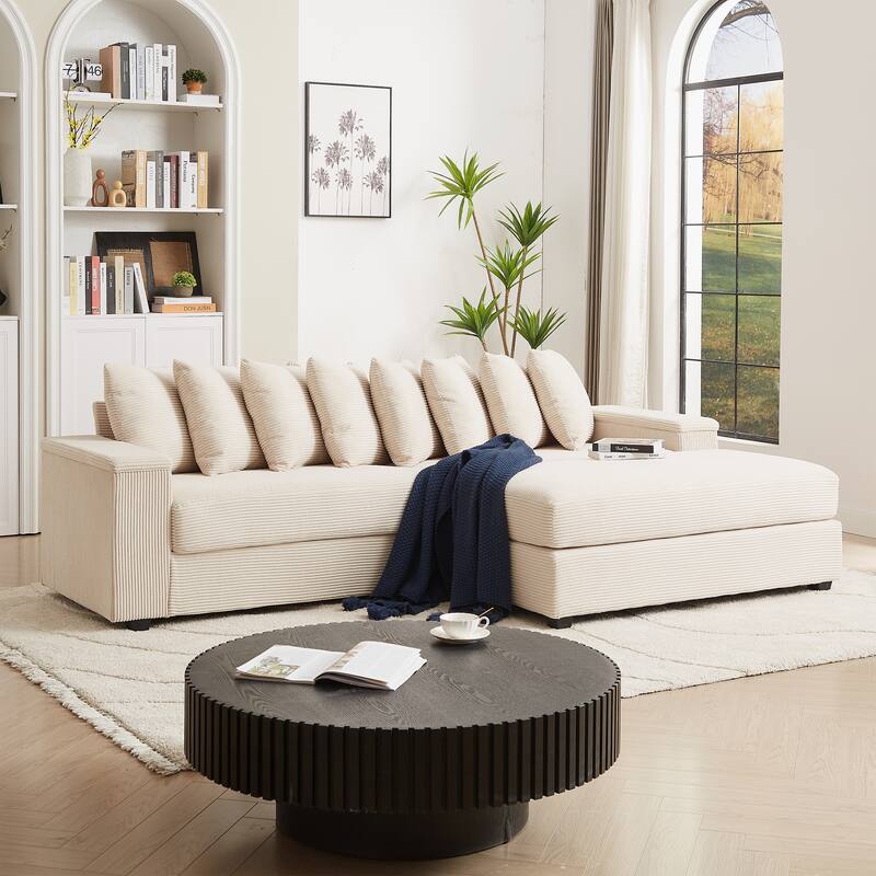 Modern L Shaped Sectional Sofa with Armrest Storage and Movable Ottoman for Living Room and Guest Room