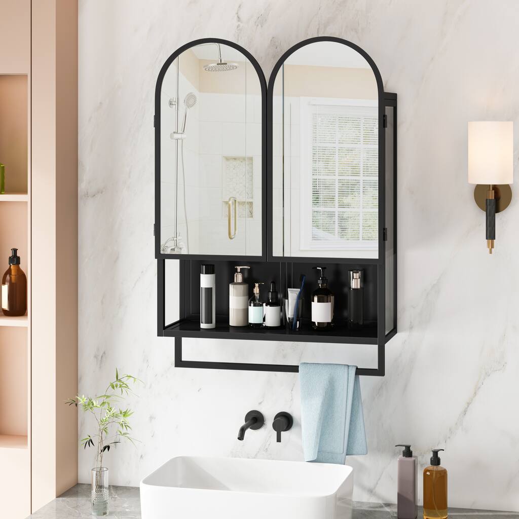 23.62" Modern Double-Arched Mirror Cabinet