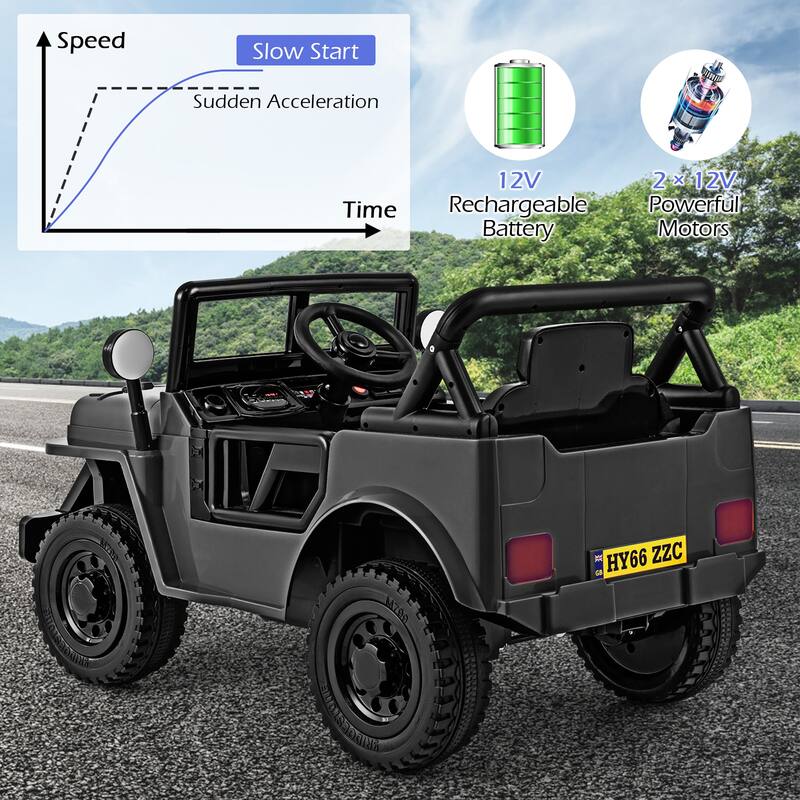 Gymax 12V Kids Ride on Truck Car w/Remote Control Threaded Wheels 3