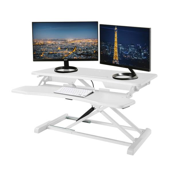 Techorbits Rise X Light Standing Desk Converter Height Adjustable Stand Up Desk Riser Sit To Stand Desktop Workstation 32 Overstock 32511608