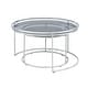 preview thumbnail 8 of 7, Elema Glam Chrome Glass Top 2-Piece Nesting Tables Set by Furniture of America