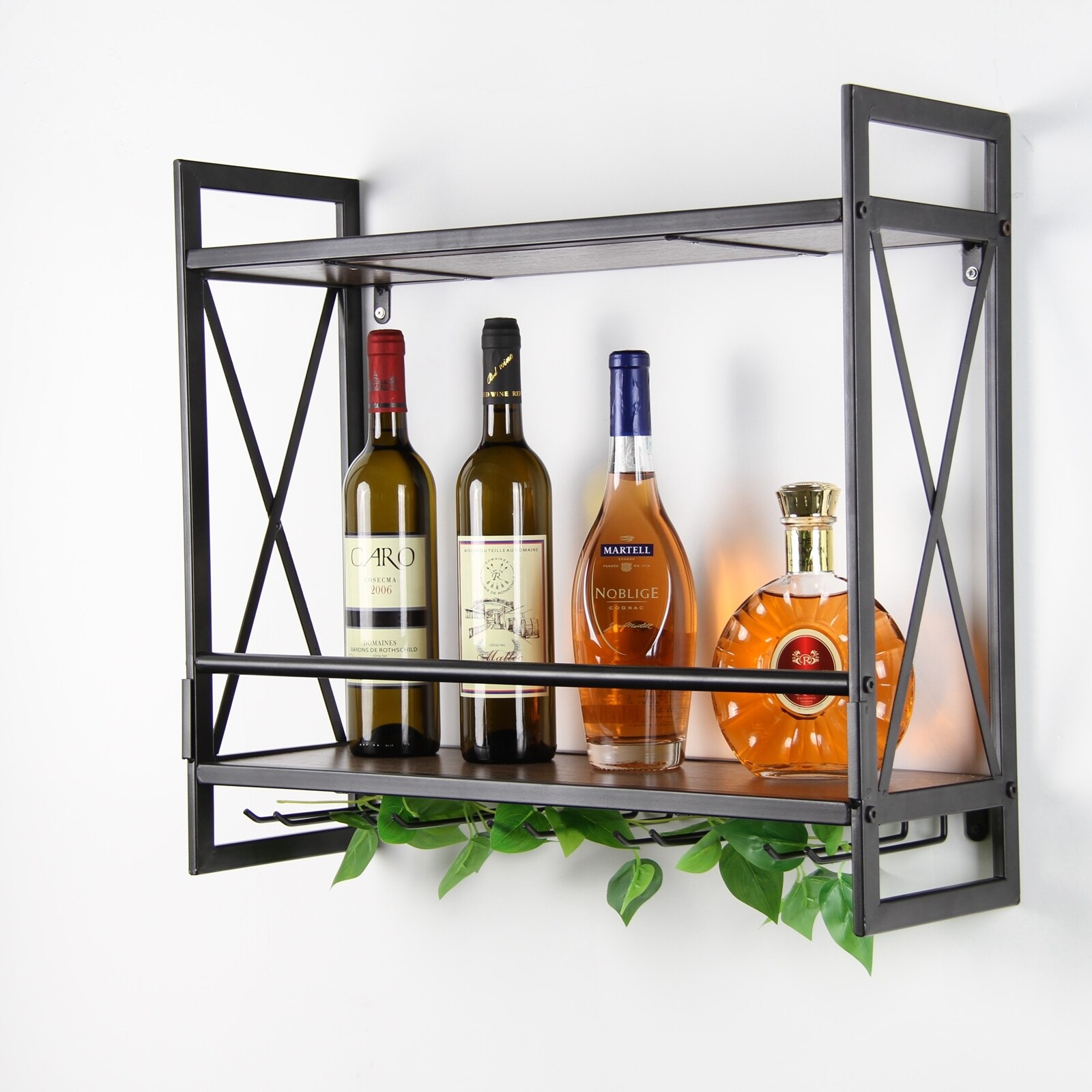 ELIMAX'S Industrial Wine Racks Wall Mounted with 6 Stem Glass Holder