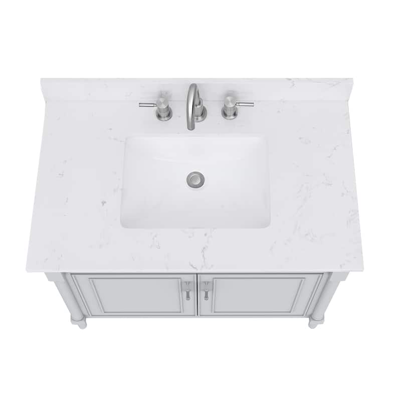 Avanity Bristol 37 in. Bath Vanity in Light Gray finish and Cala White Engineered Top