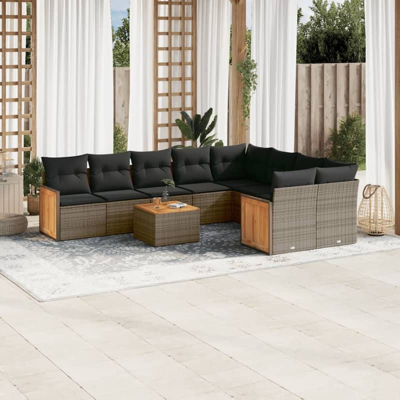 vidaXL Patio Sofa Set with Cushions Outdoor Conversation Furniture Poly Rattan