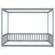 preview thumbnail 5 of 25, Full Size Canopy Frame Floor Bed with Fence and Guardrails, Grey