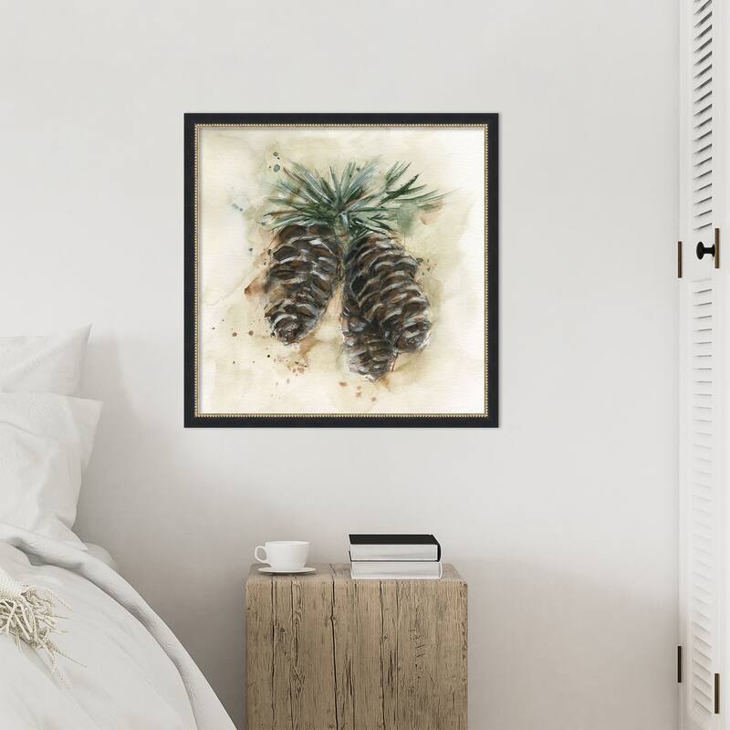 Watercolor Pinecone Study No. 2 by Ethan Harper Wood Framed Wall Art Print