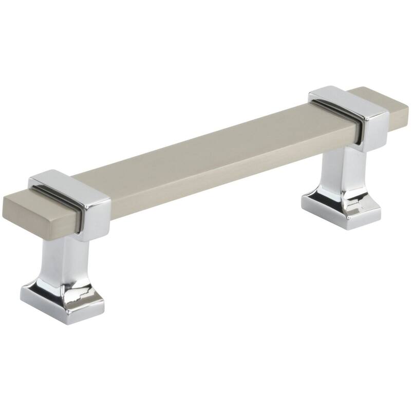 Amerock BP36681 Overton 3-3/4" Center to Center Bar Cabinet Pull - Satin Nickel / Polished Chrome