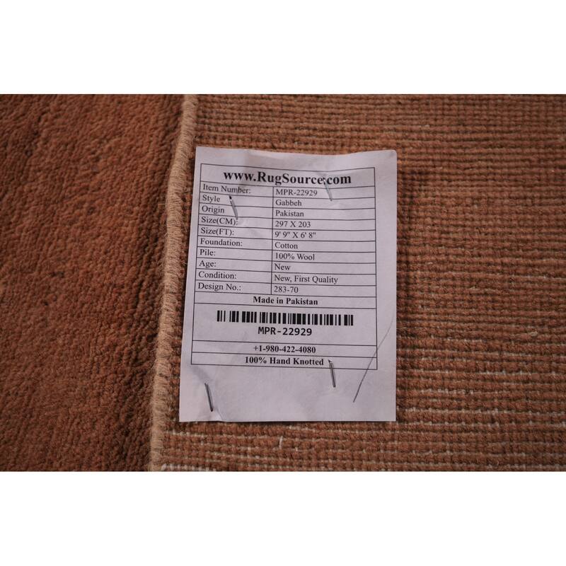 Orange Modern Gabbeh Area Rug Hand-Knotted Wool Carpet - 6'8" x 9'9"