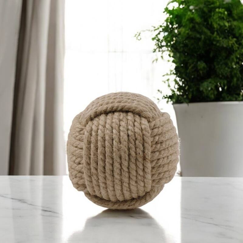 HomeRoots 6" Natural Jute Decorative Orb Tabletop Sculpture - 6' X '6' X '6 - 6' X '6' X '6