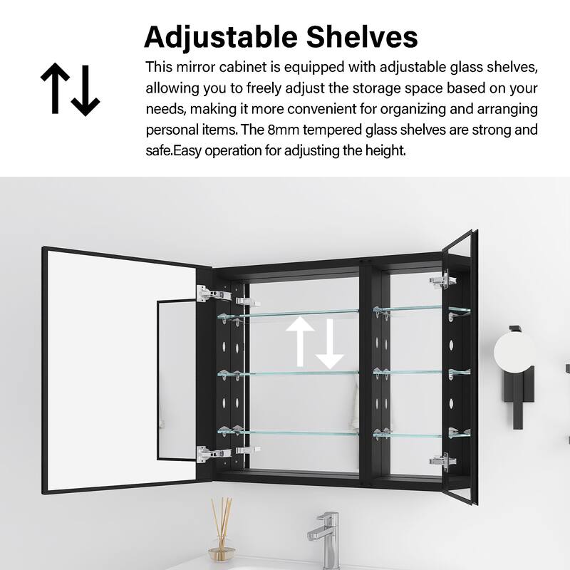 Rectangular Aluminum Medicine Cabinet with Mirror