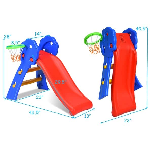 Costway Children Kids Toddlers Folding Slide with Bask - Red, Blue, Yellow