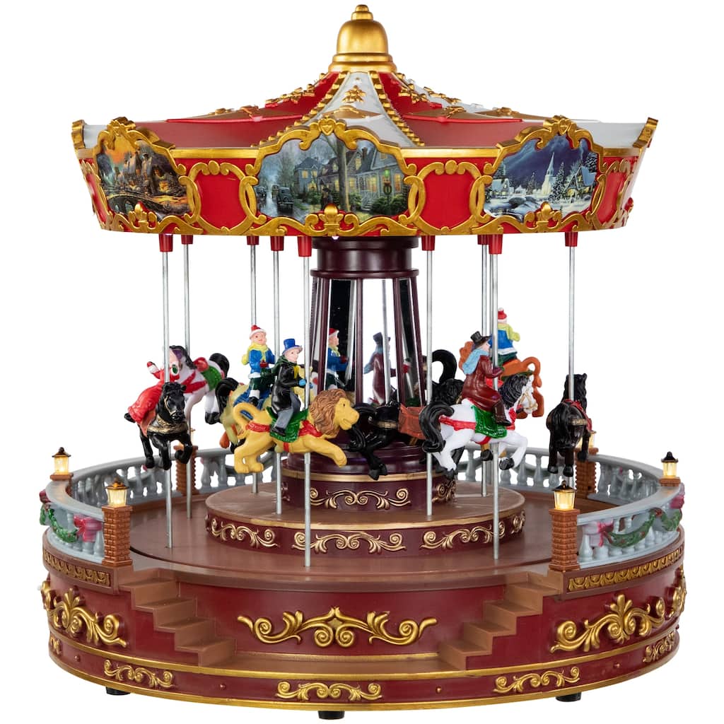 14" LED Lighted Animated and Musical Carousel Christmas Decoration