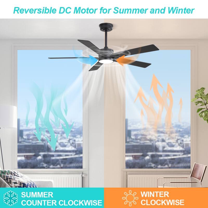 MLiAN 52" & 60" & 72" 5-Blades DC Motor Indoor Smart Ceiling Fan with Light & Remote
