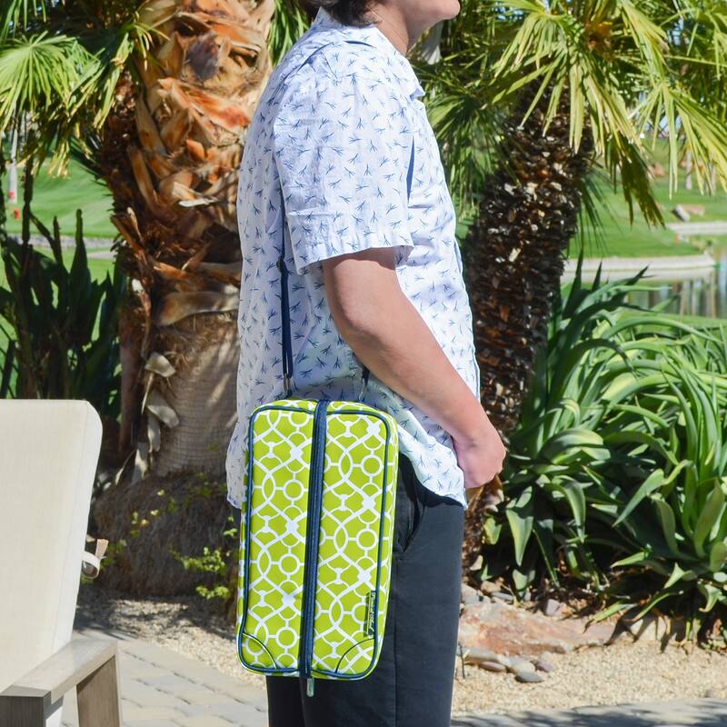 Picnic at Ascot - Insulated Wine Tote with 2 Wine Glasses, Napkins and Corkscrew - Black