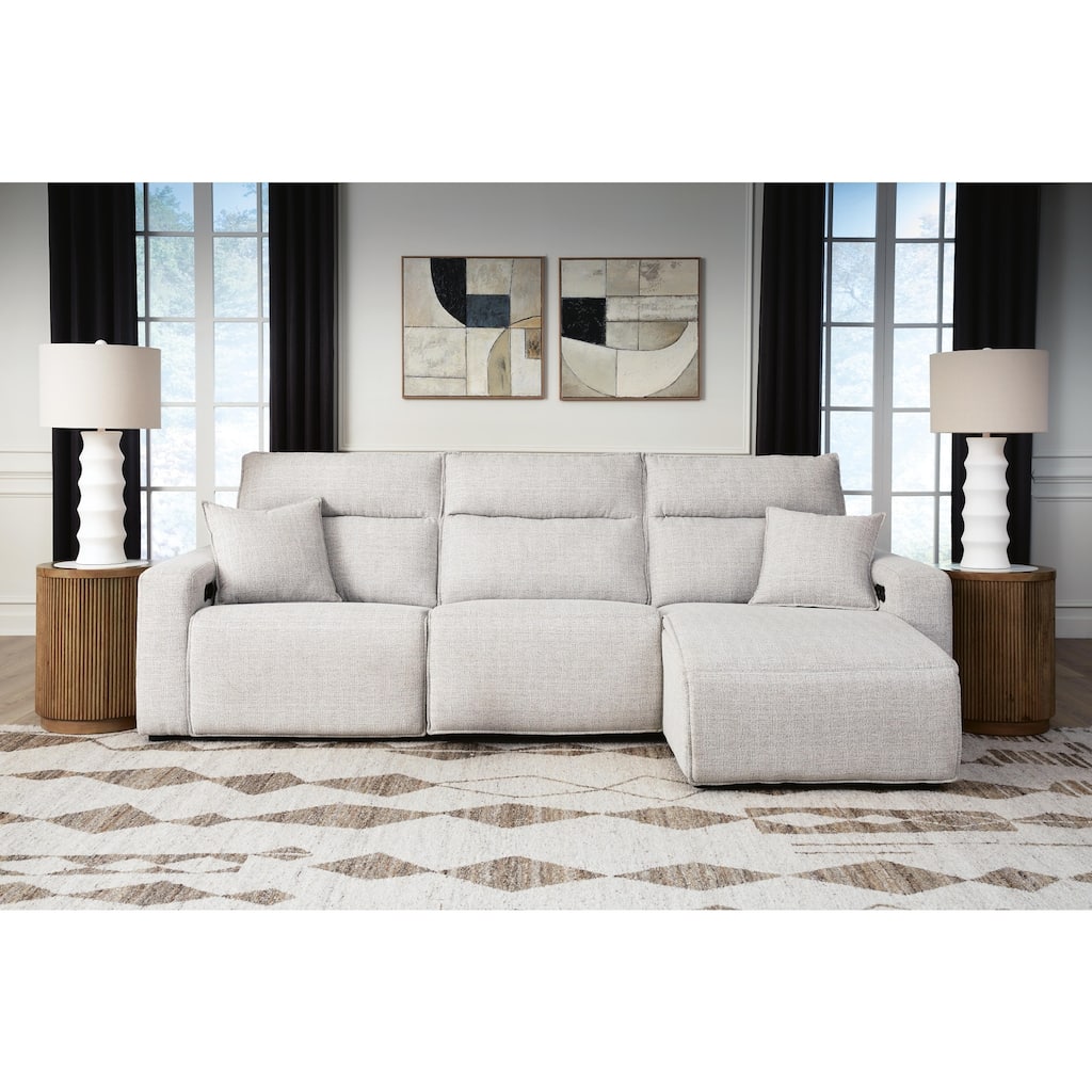 Signature Design by Ashley Modmax II Light Beige 3-Piece Reclining Sofa Chaise - 118"W x 66"D x 42"H