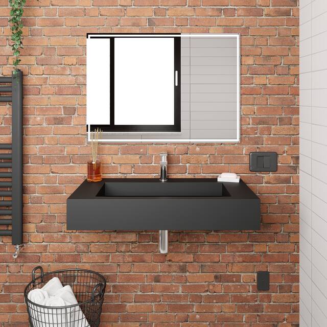 Pyramid Solid Surface Wall-Mounted Bathroom Sink