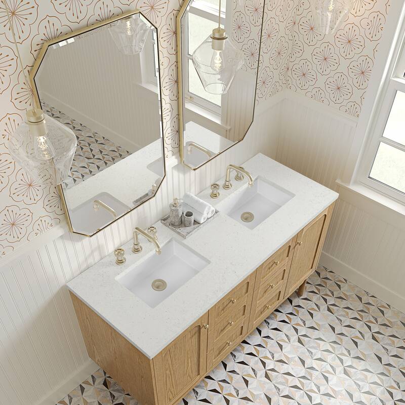Laurent 60" Double Vanity, Light Natural Oak - 60D - Lime Delight