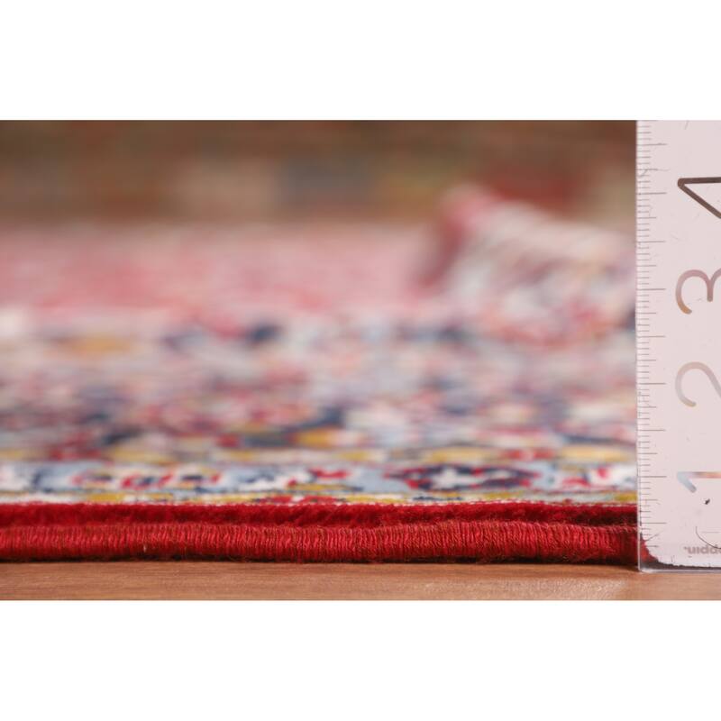 Floral Red Kashan Turkish Area Rug Machine Made Carpet - 9'6" x 12'6"