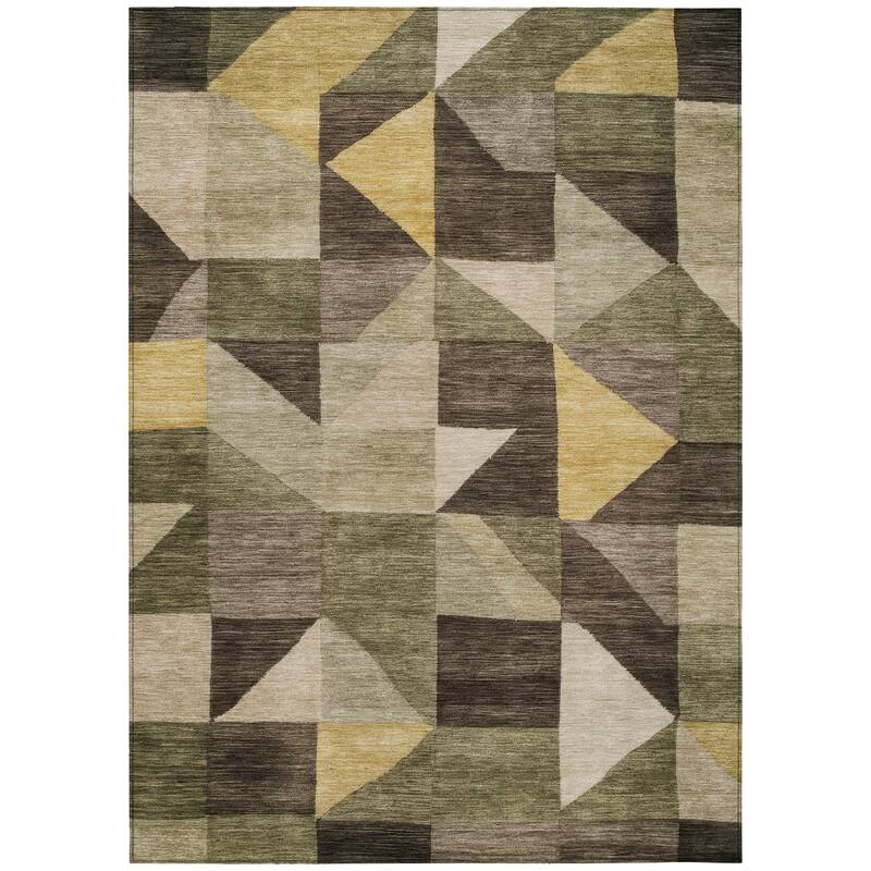 Machine Washable Indoor/ Outdoor Geo Rubi Chantille Rug