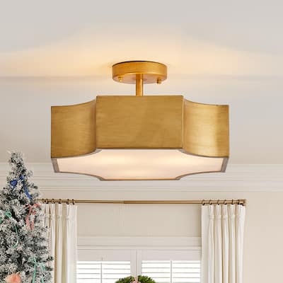 3-Light Modern Gold Semi-Flush Mount Ceiling Light