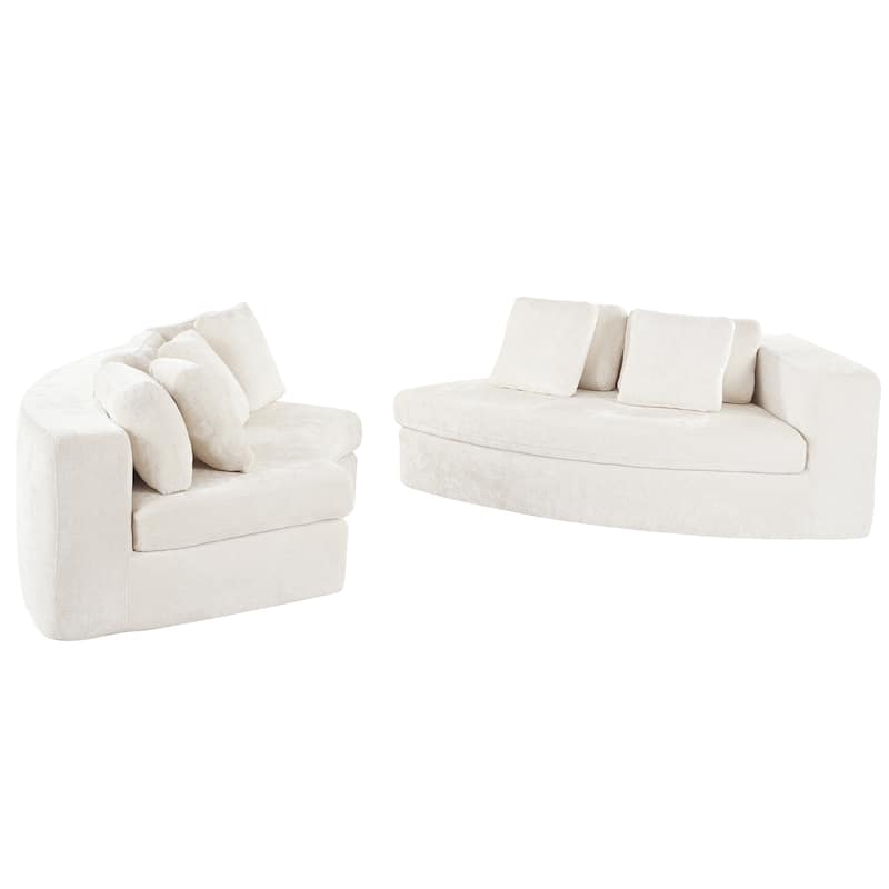 115.7" Chenille Modular Sofa Set with Curved Design - 4-Seater and 5 Cushions (No Assembly Required)