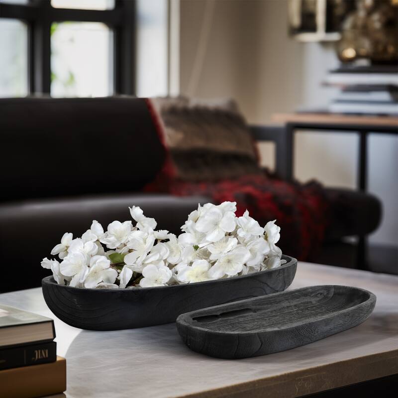 Sagebrook Home Coastal Decorative Wooden Plates - 8"x24"x3" - Black