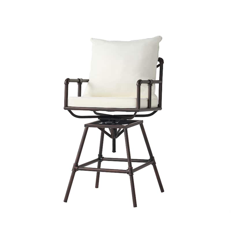 Northrup Pipe Outdoor Adjustable Barstool with Cushions by Christopher Knight Home